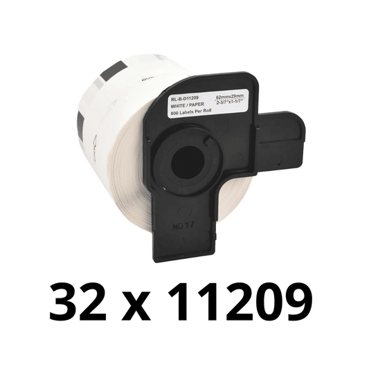 32 stk Brother DK11209 adresseetiketter – 29 x 62mm – Kompatibel – DK11209, 800 stk