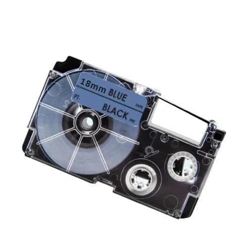 Casio XR-18BU Sort tekst / Blå tape 18 mm x 8 m tape - Kompatibel
