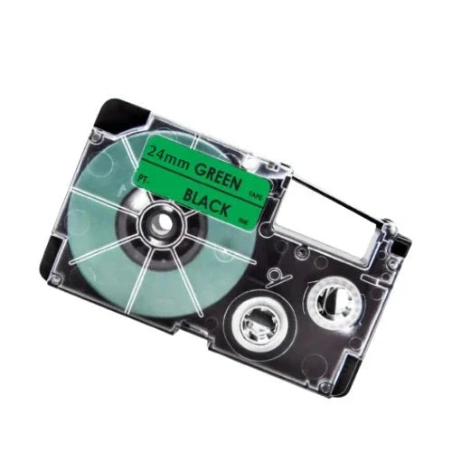 Casio XR-24GN Sort tekst / Grøn tape 24 mm x 8 m tape - Kompatibel