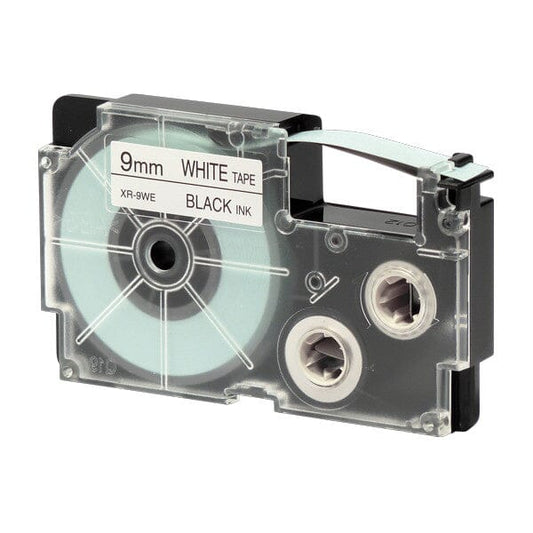 Casio XR-9WE Sort tekst / Hvid tape 9 mm x 8 m tape - Kompatibel