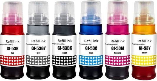 Pakke sæt Canon GI-53 - 6 farver BK-C-M-Y-R+GR – alternativ – 360 ml