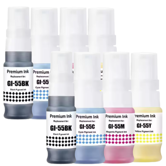 Pakke sæt Canon GI-55 2x4 farver BK-C-M-Y refill 560 ml – alternativ