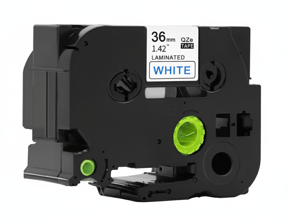 Brother Tze-263 Tape blå tekst på hvid – 36mm x 8m – Uoriginal