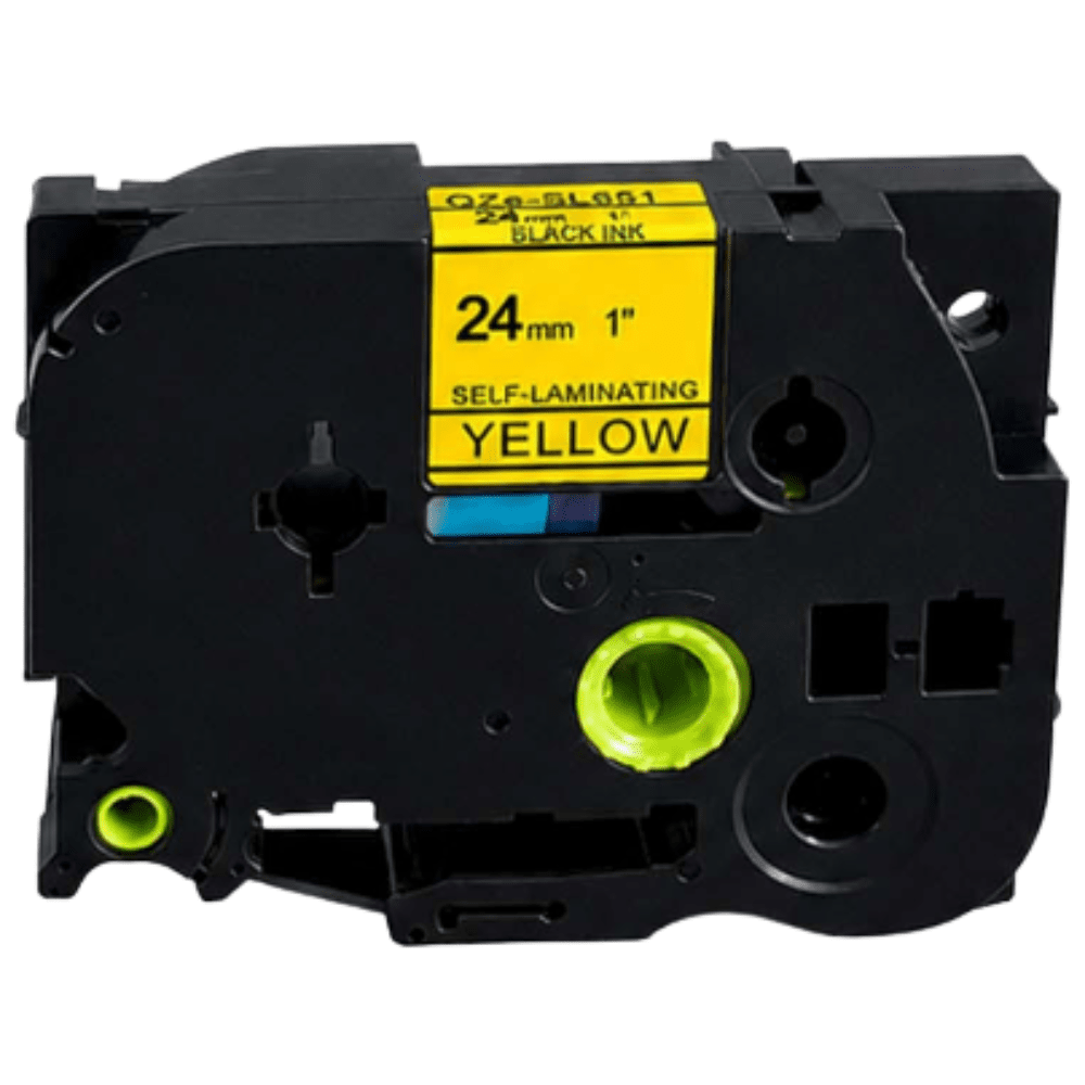 Brother TzeSL651 Selvlaminerede tape sort tekst på gul – 24mm x 8m – Uoriginal