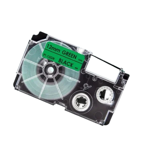 Casio XR-12GN Sort tekst / Grøn tape 12 mm x 8 m tape - Kompatibel