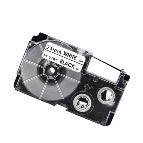 Casio XR-24WE Sort tekst / Hvid tape 24 mm x 8 m tape - Kompatibel