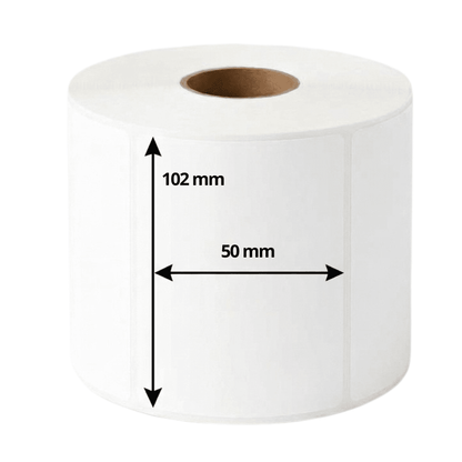 Etikette labels til Zebra printere | 102x50mm | 1300 stk pr. rulle | Thermal labels