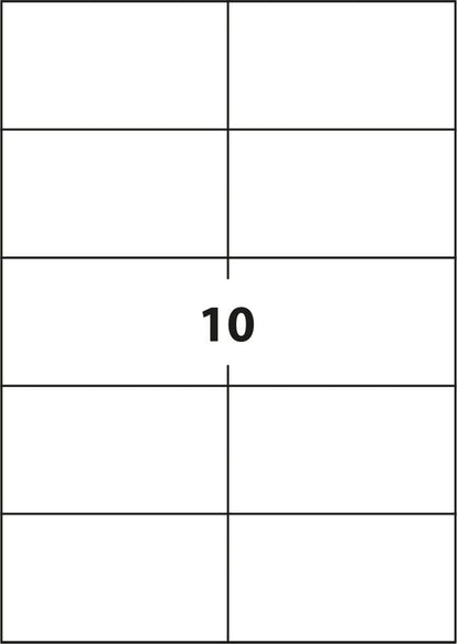 Universaletiketter 10 labels pr ark (105 x 57mm) 100 ark 1000 labels i alt